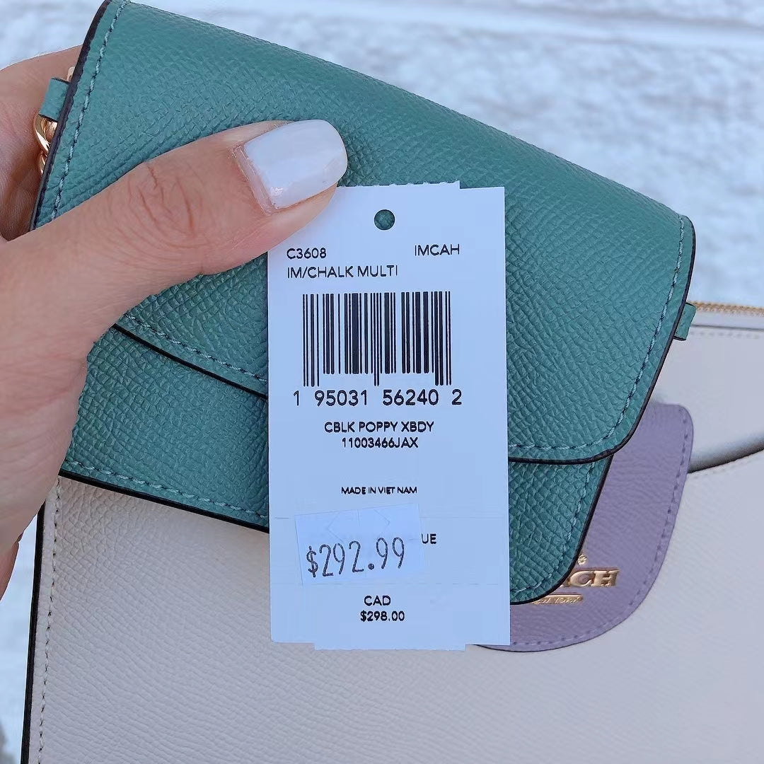 Coach C3608 Poppy Crossbody With Card Case In Colorblock Chalk Multi Coach C3608 Poppy Crossbody With Card Case In Colorblock Chalk Multi